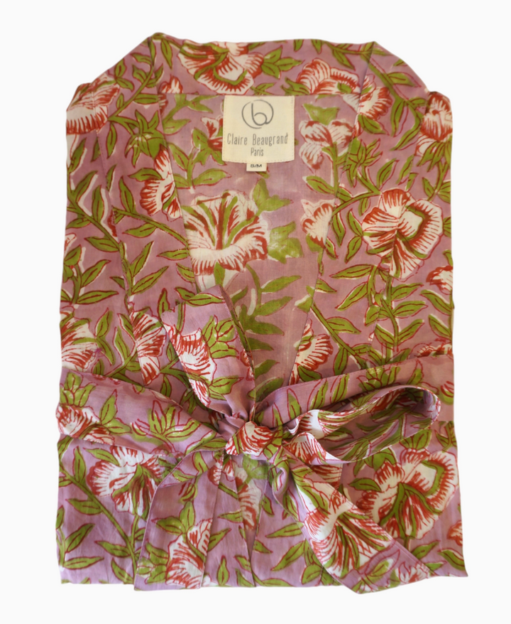 Claire Beaugrand - “Lysa” Floral Print Cotton Robe | S/M