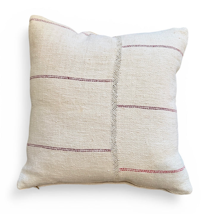 Custom 21" x 21" Pillow made from Vintage Homespun Linen, Romania