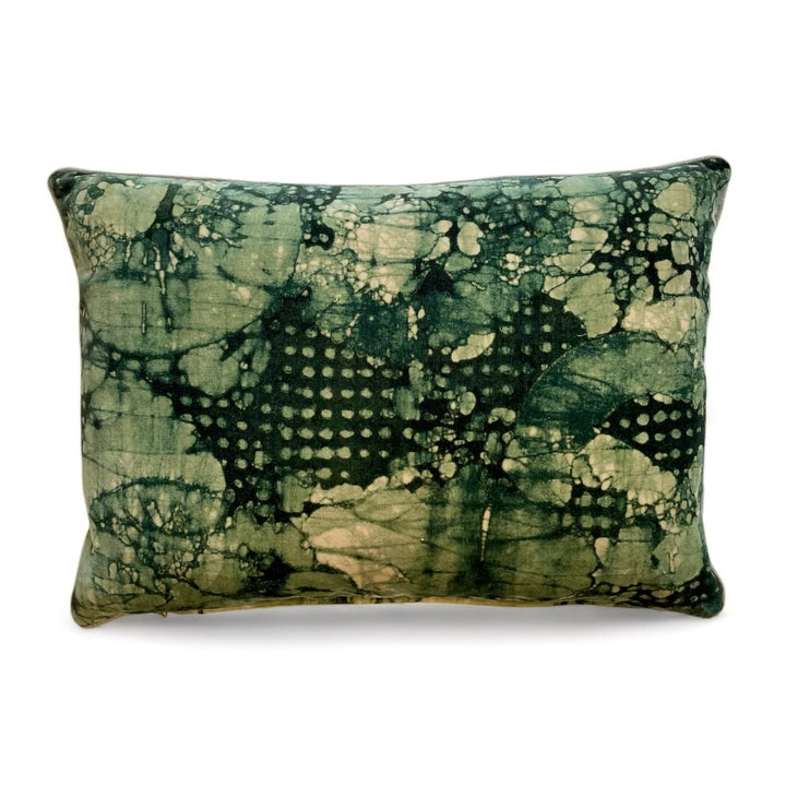 Custom 12" x 18" pillow made from Kelly Wearstler Marbled Cotton Velvet w/ Linen Welt