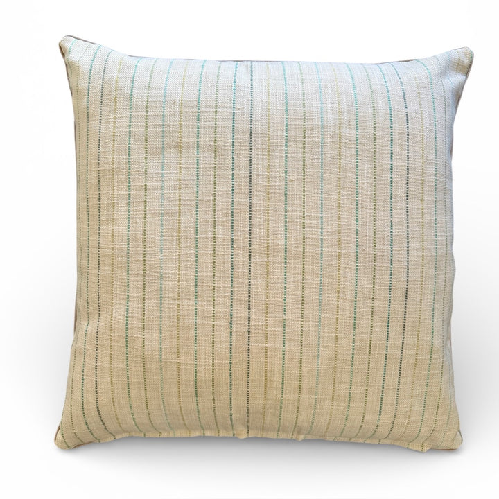 Custom 21" x 21" Pillow made from a Cream Cotton / Linen w/ Pinstripes