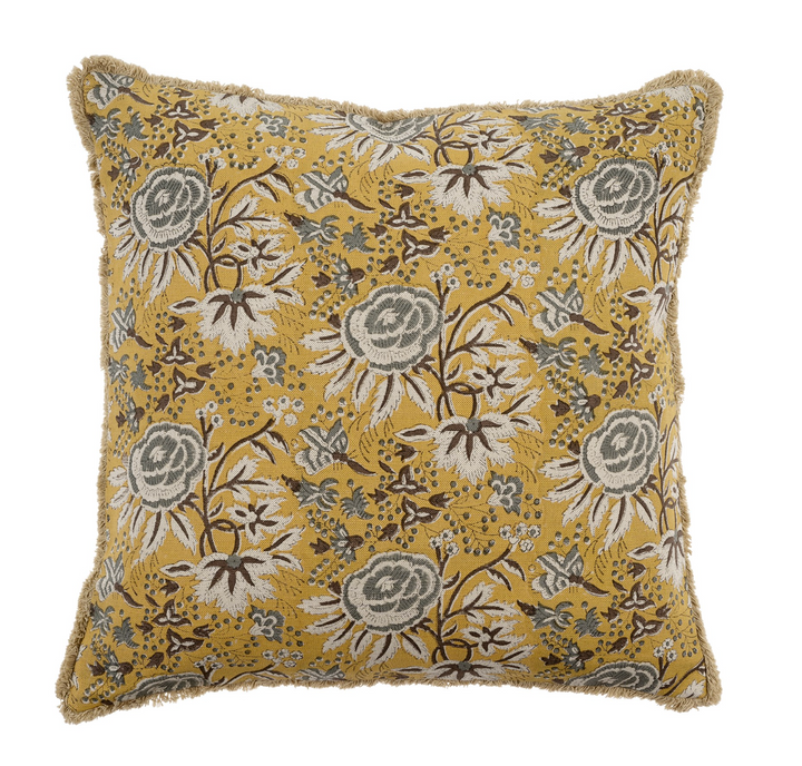 Clementine Linen Block Print Pillow | 20 x 20