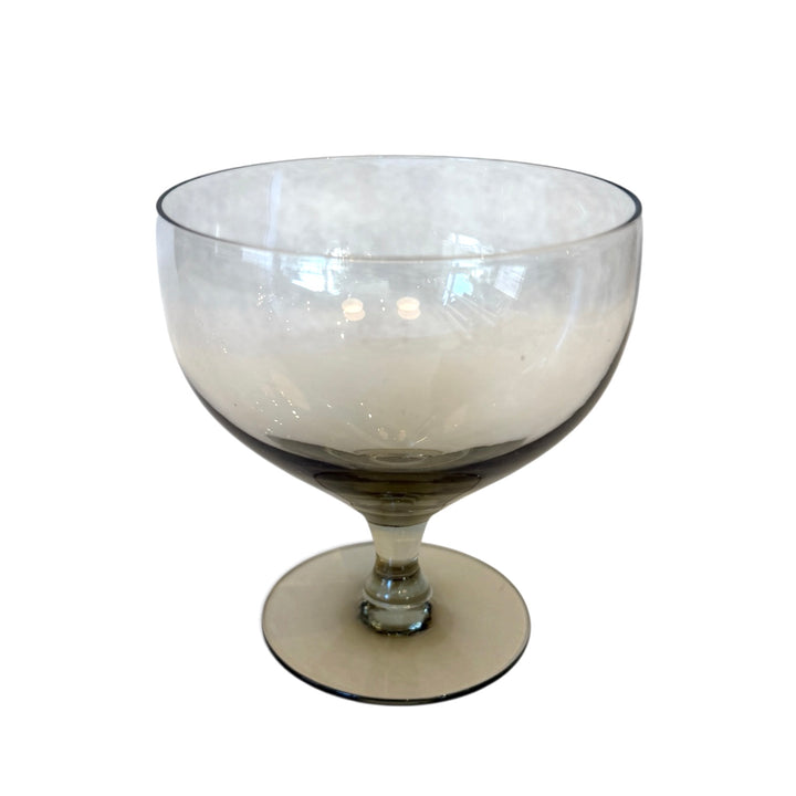 Mid-Century Smoke Crystal Footed  Cocktail Glasses | Set of 7
