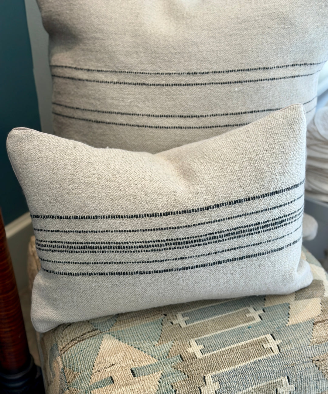 Custom 12" x 18" Pillow made from a Belgian Linen / Wool Textile