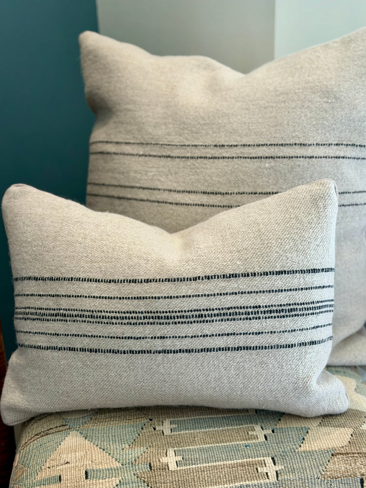 Custom 12" x 18" Pillow made from a Belgian Linen / Wool Textile