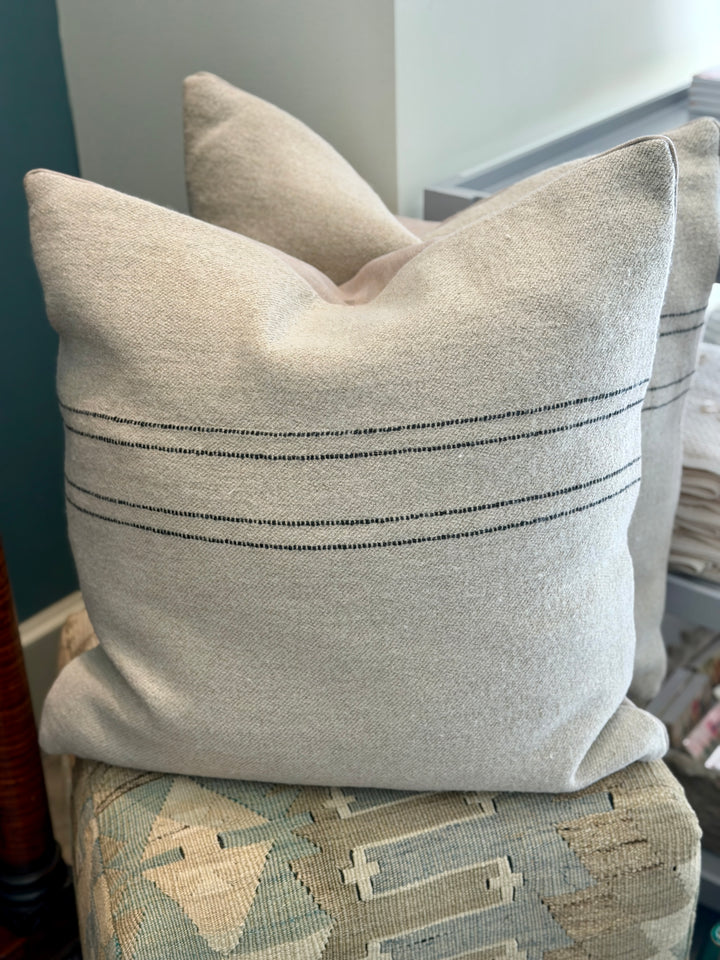 Custom 21" x 21" Pillow made from a Belgian Linen / Wool Textile