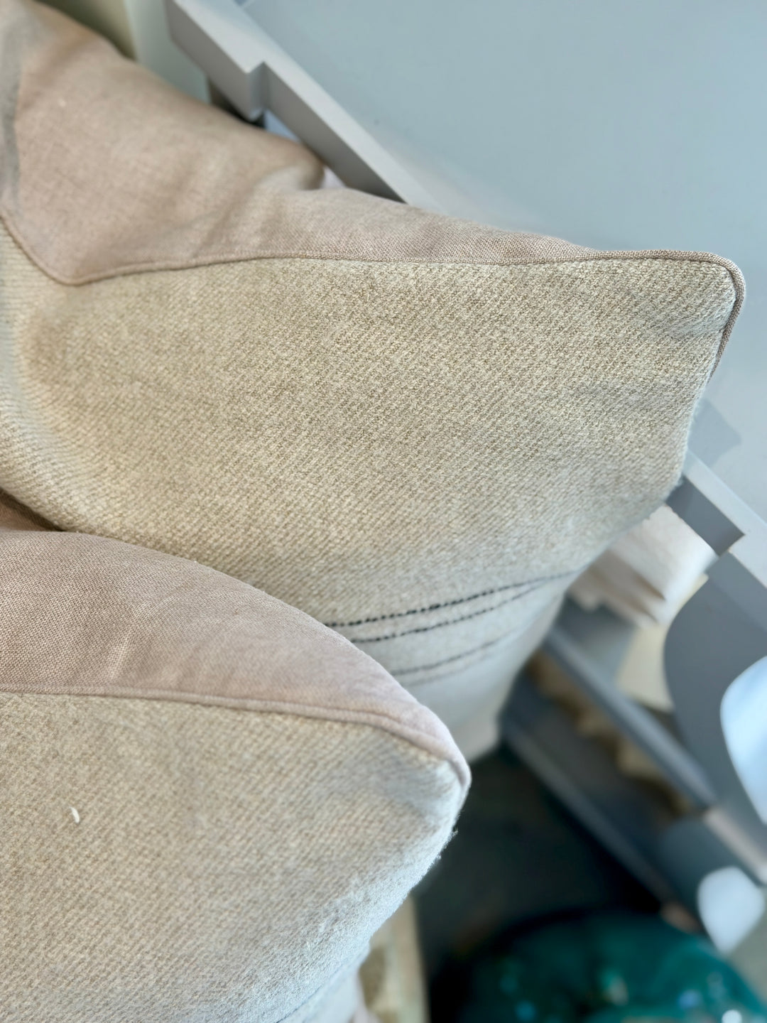 Custom 21" x 21" Pillow made from a Belgian Linen / Wool Textile