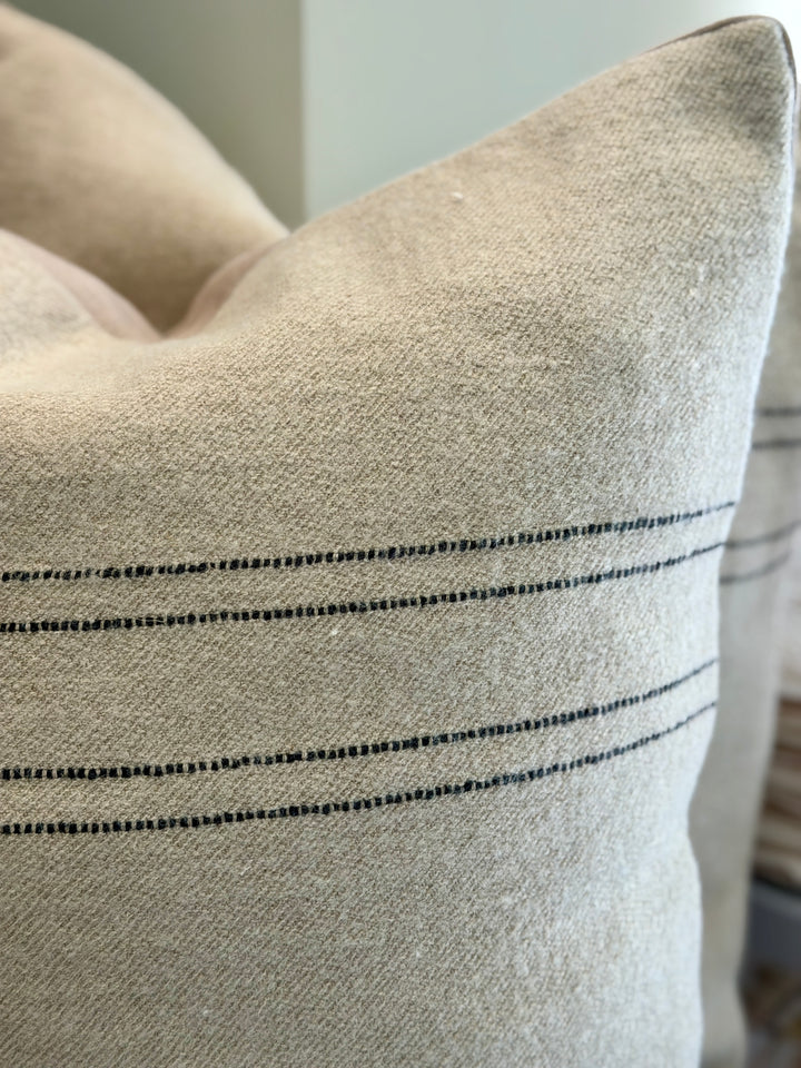 Custom 21" x 21" Pillow made from a Belgian Linen / Wool Textile