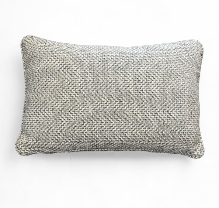 Custom 12" x 18" Pillow made from Designer Blue/Flax Brushed Linen Fabric