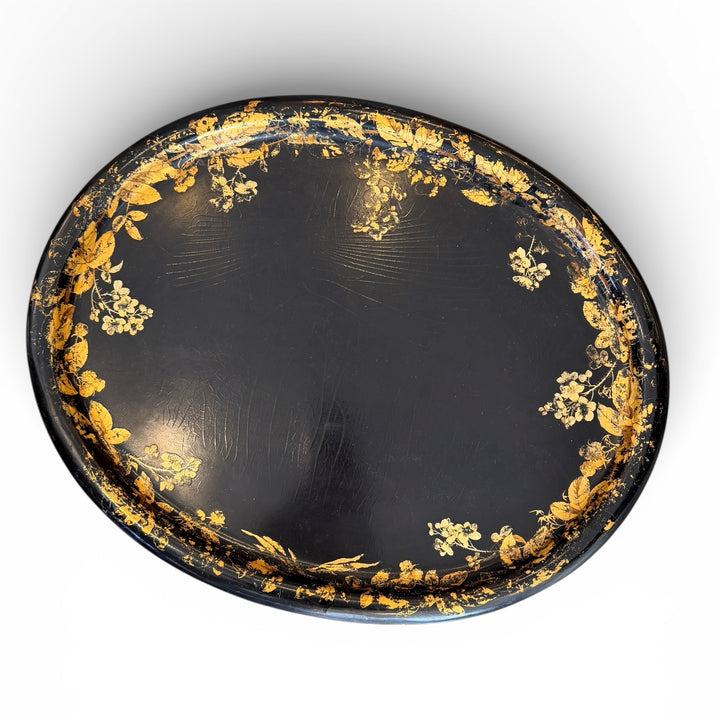 Victorian Large Oval Lacquered Papier-Mâché Serving Tray, Circa 1860