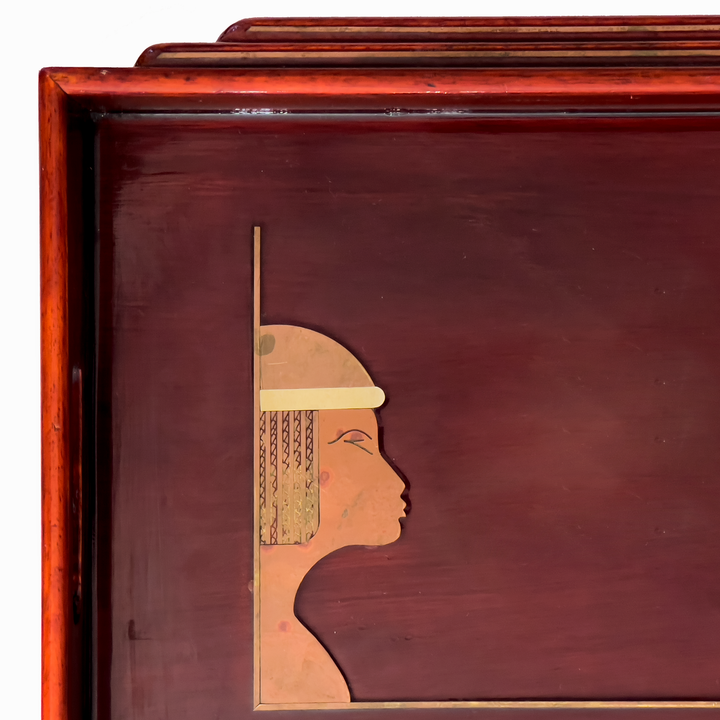 Art Deco Lacquer Wood Tray with Inlay Design Accent