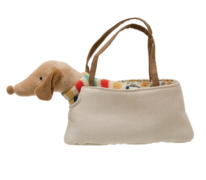 Cotton Removable Dachshund in Dog Carrier