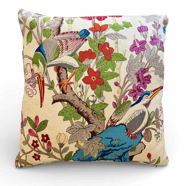 Custom 24" x 24" Pillow made from Vintage Handprinted Linen Fabric | A