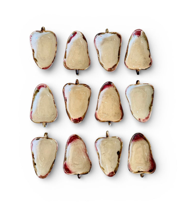 Vintage Handmade Glazed Ceramic Nut Dishes w/Stem Handles | Set of 12