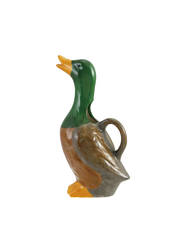 12 oz. Hand-Painted Stoneware Duck Shaped Pitcher