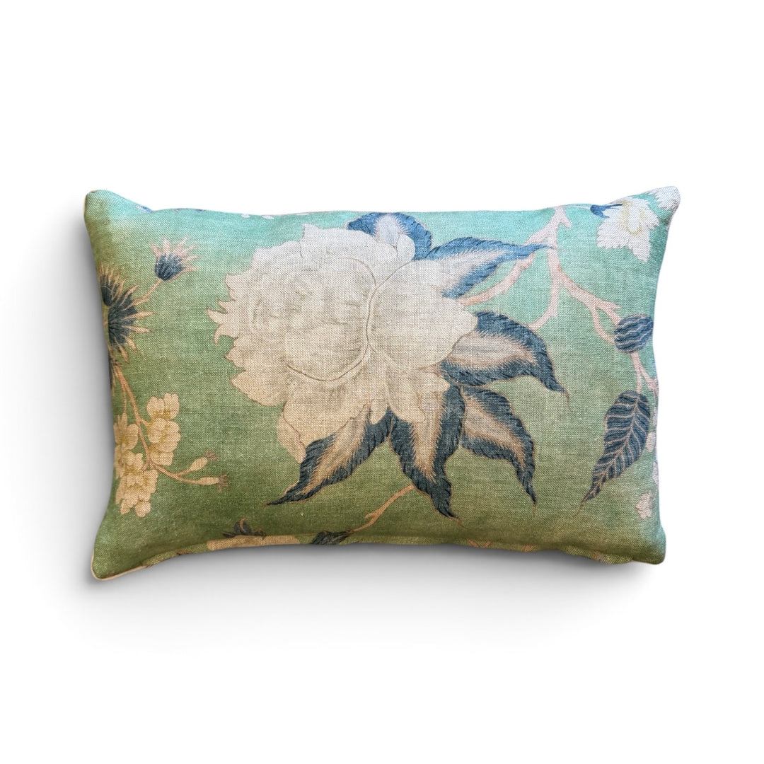 Custom 15" x 23" Pillow made from a Floral Printed Linen, England