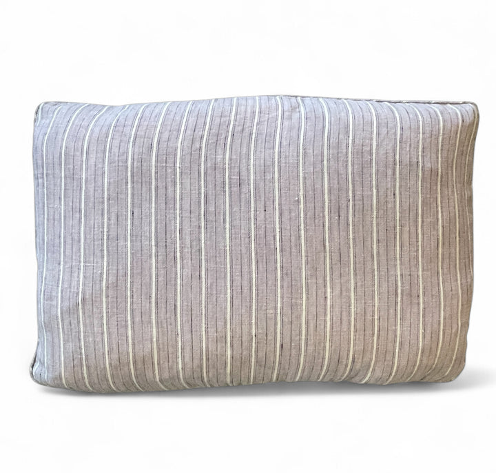Custom 12" x 18" Pillow made from Vintage Lavender, Cream + Black Stripe Linen