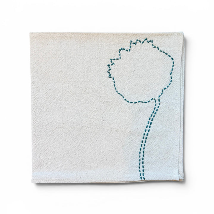 Valerie Barkowski Cotton Napkin w/ Hand-Stitched Bud, Morocco | French Blue