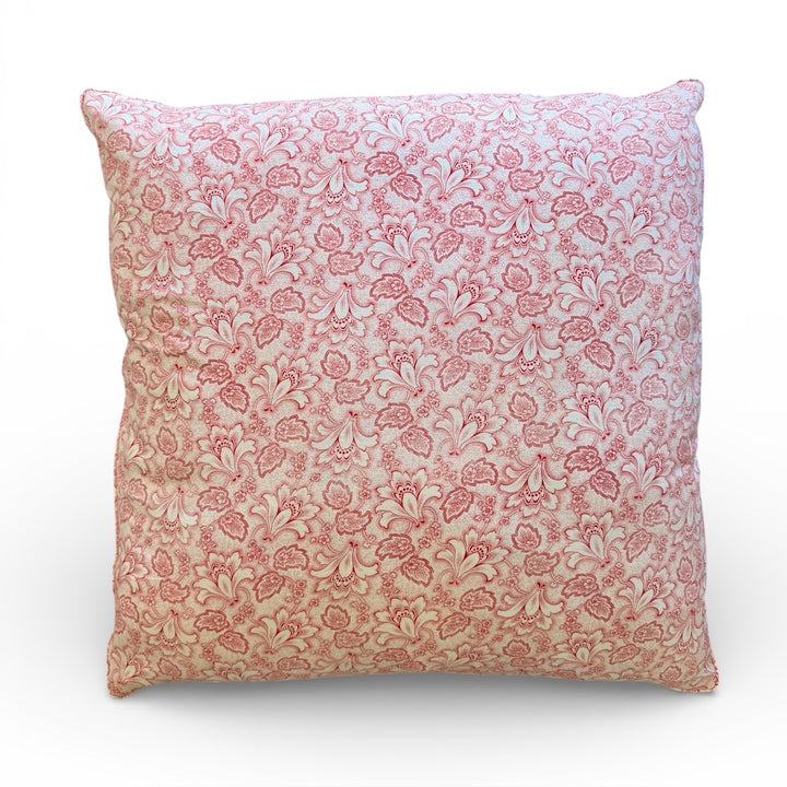 Custom 21" x 21" Pillow made from Vintage English Floral Printed Cotton | Red