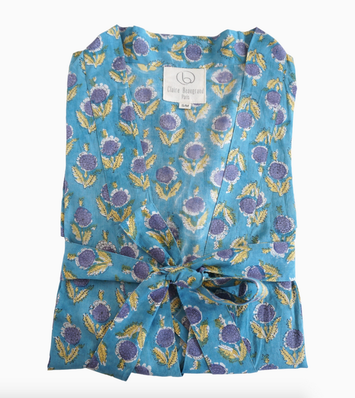 Claire Beaugrand - “Bluette” Floral Print Cotton Robe | M/L