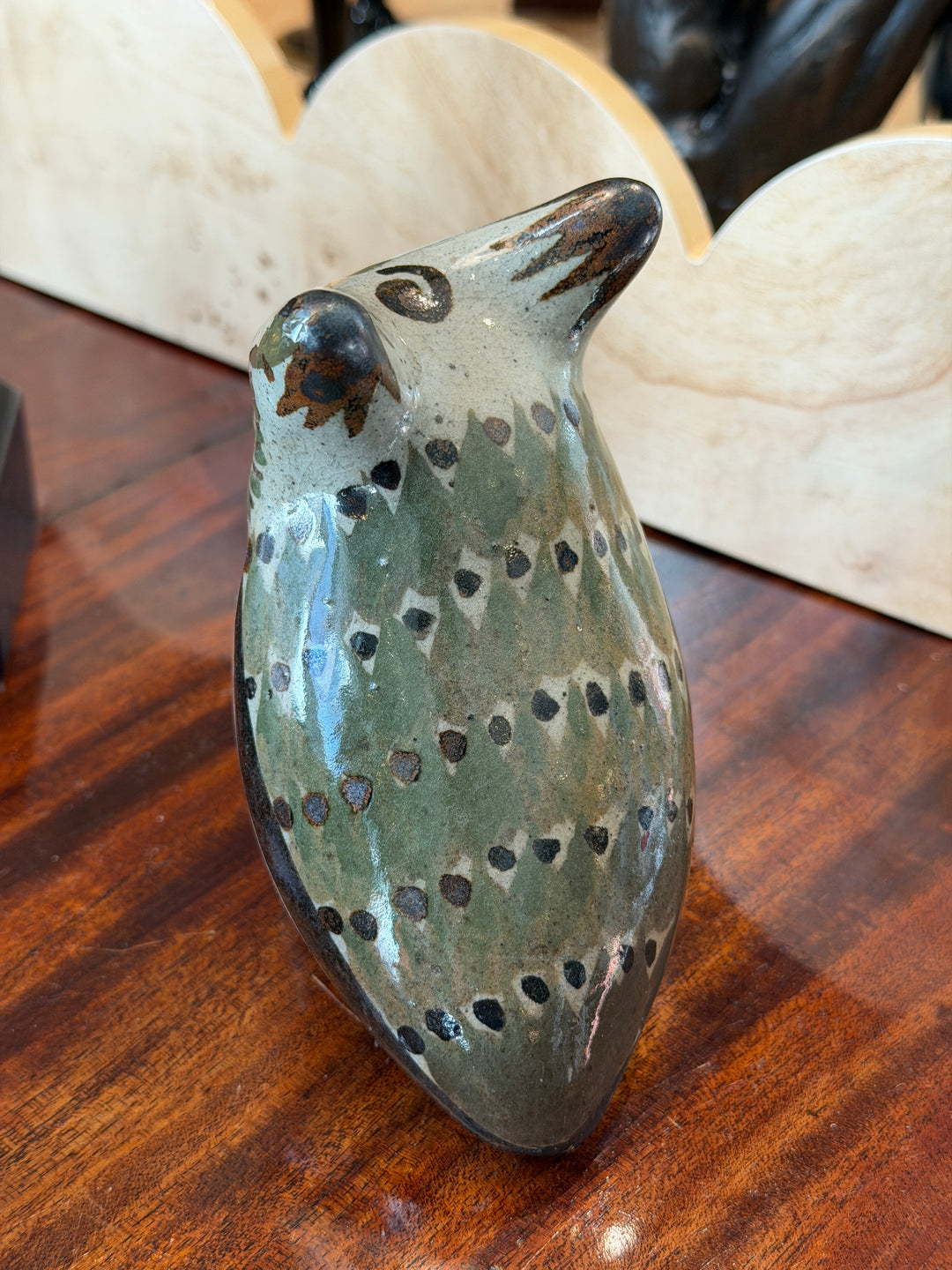 Vintage Ceramic Owl, Hand-Painted + Signed by Artist, Mexico