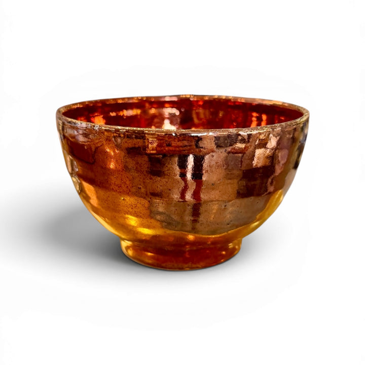 Handmade Pottery Metallic Rose Glazed Bowl, Egypt