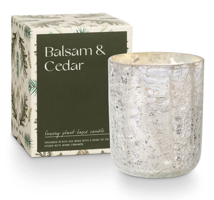 Illume - Balsam & Cedar Luxe Boxed Crackle Glass Candle | S