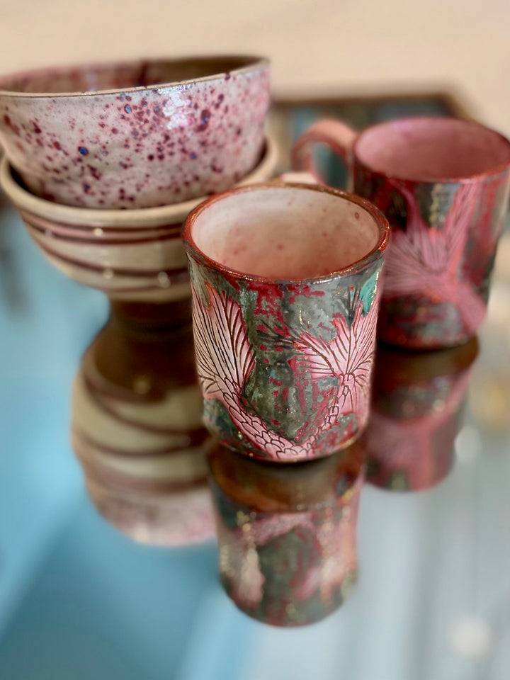 Handmade Pottery Palm Mug, Egypt | A