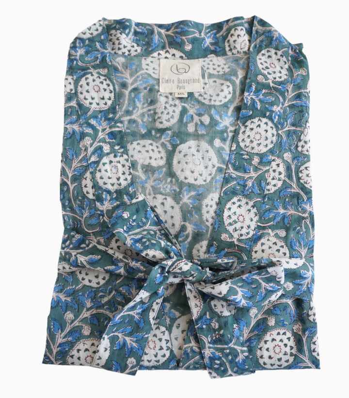 Claire Beaugrand - “Eva” Floral Print Cotton Robe | M/L