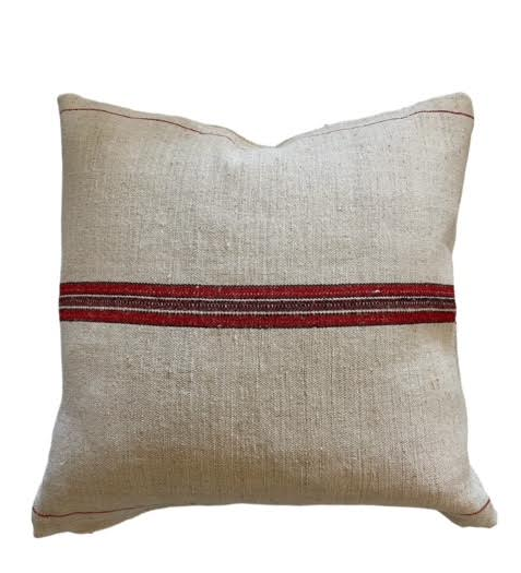 Custom 21" x 21" Pillow made from a Vintage Grain Sack Fabric