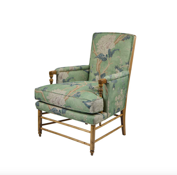 Vintage Wood Ladderback Chair Newly Upholstered
