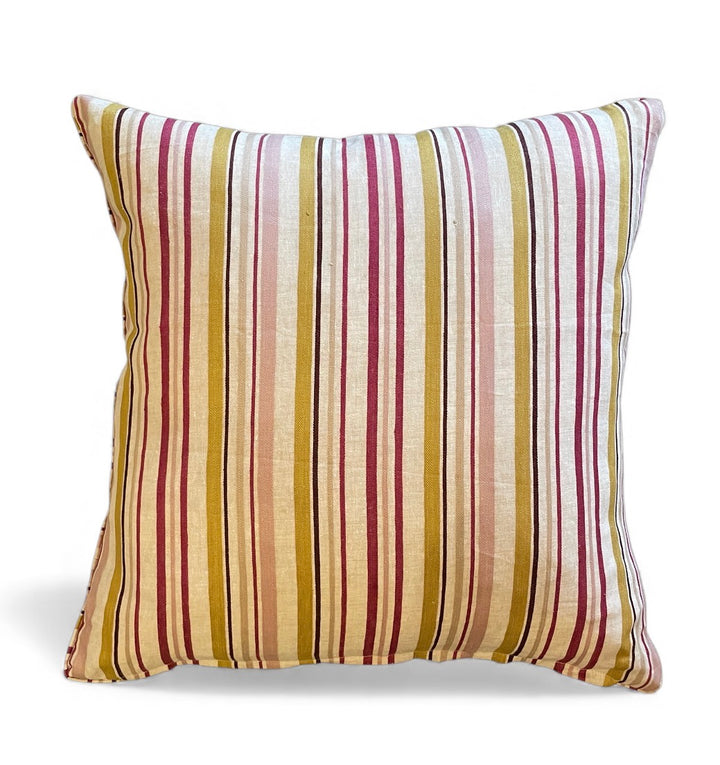 Custom 21" x 21" Pillow made from Designer Woven Stripe Linen