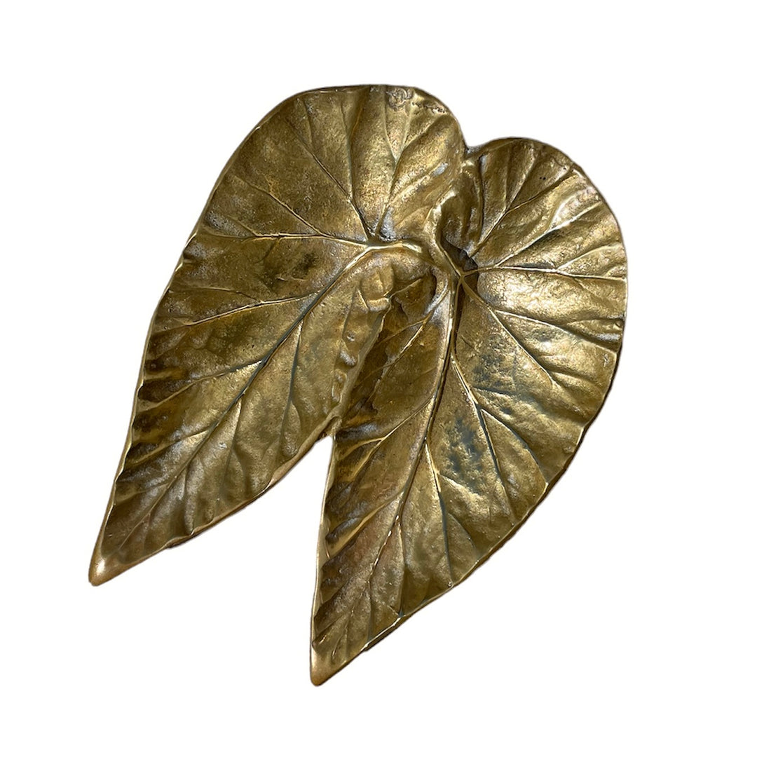 Vintage Virginia Metalcrafters Brass 'Angel Wing Begonia Leaf' Dish