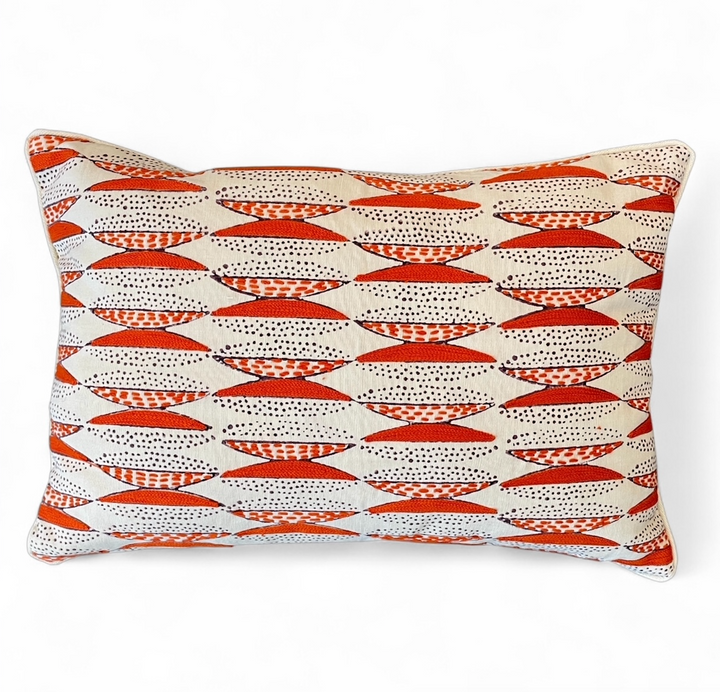 Custom 12" x 18" Pillow made from Designer Hand Stitched Linen w/Solid Linen Back