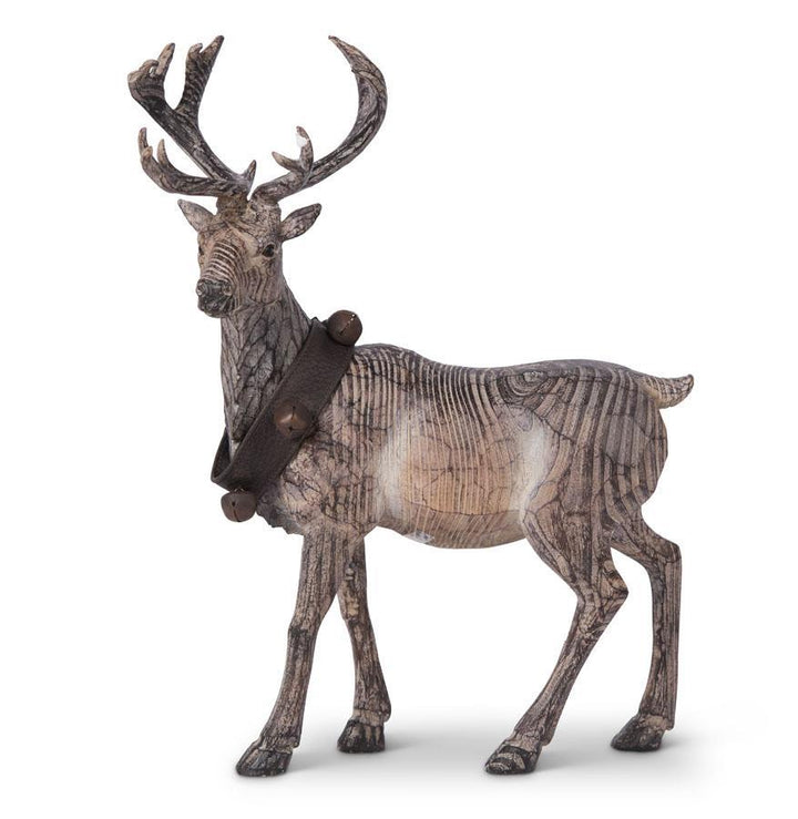 11.5" Carved Resin Standing Reindeer w/Bell
