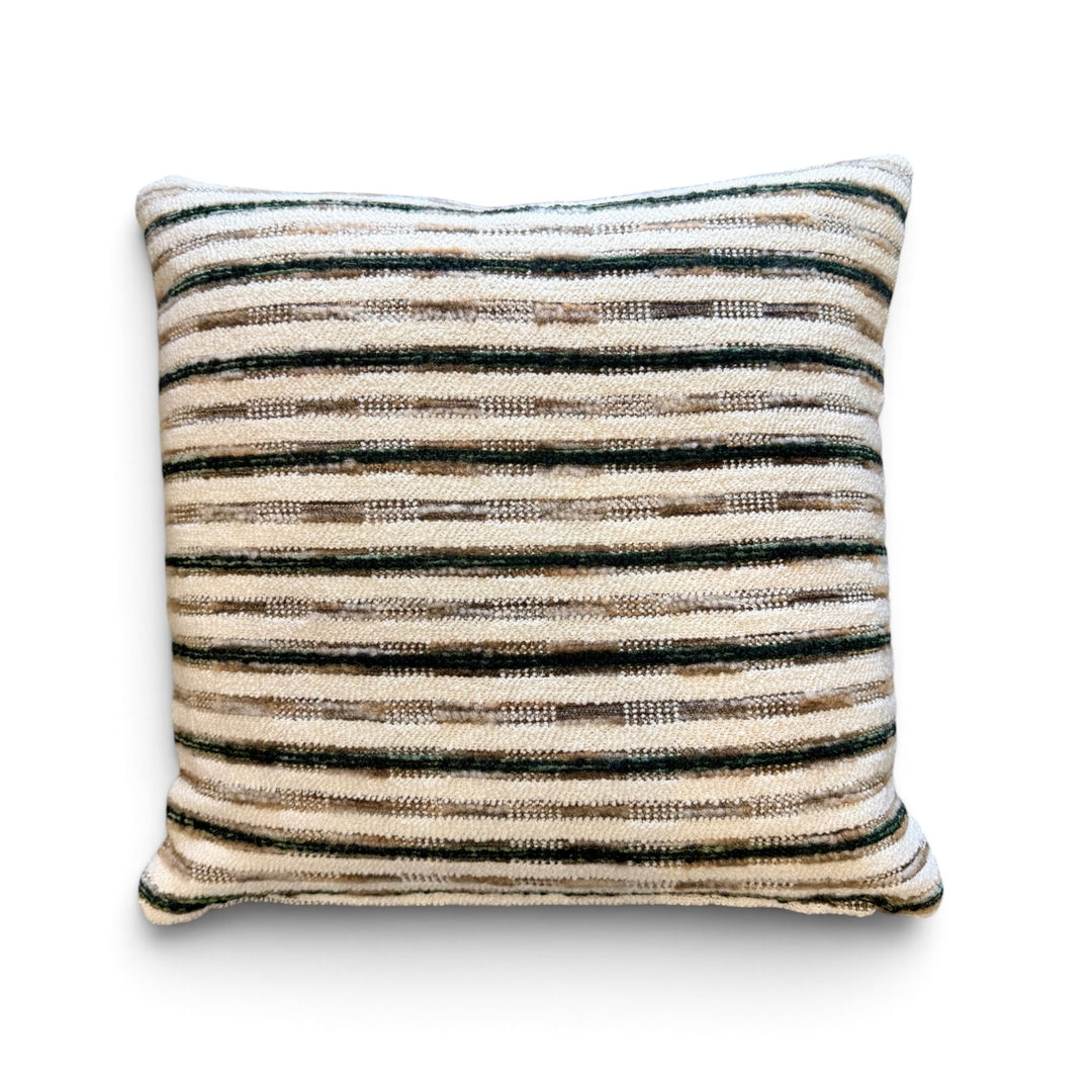 Custom 21" x 21" Pillow made of a Richly Textured Wool Stripe Fabric, Italy
