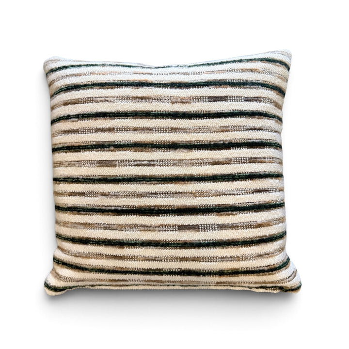 Custom 21" x 21" Pillow made of a Richly Textured Wool Stripe Fabric, Italy