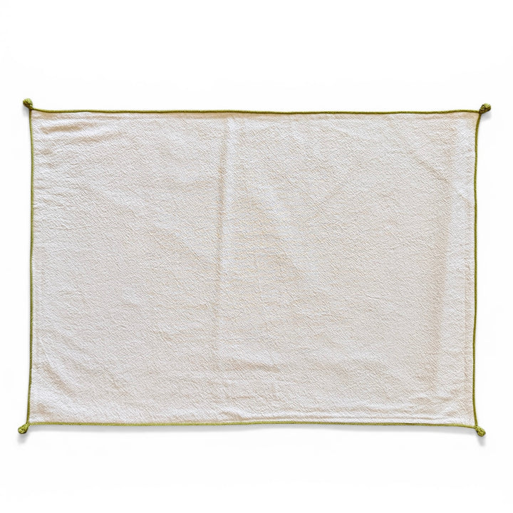 Valerie Barkowski Cotton Placemat w/ Hand Knotted Accents, Morocco | Wasabi
