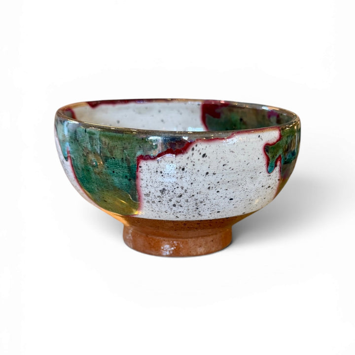 Handmade Pottery Green w/Metallic Rose Detail Bowl, Egypt