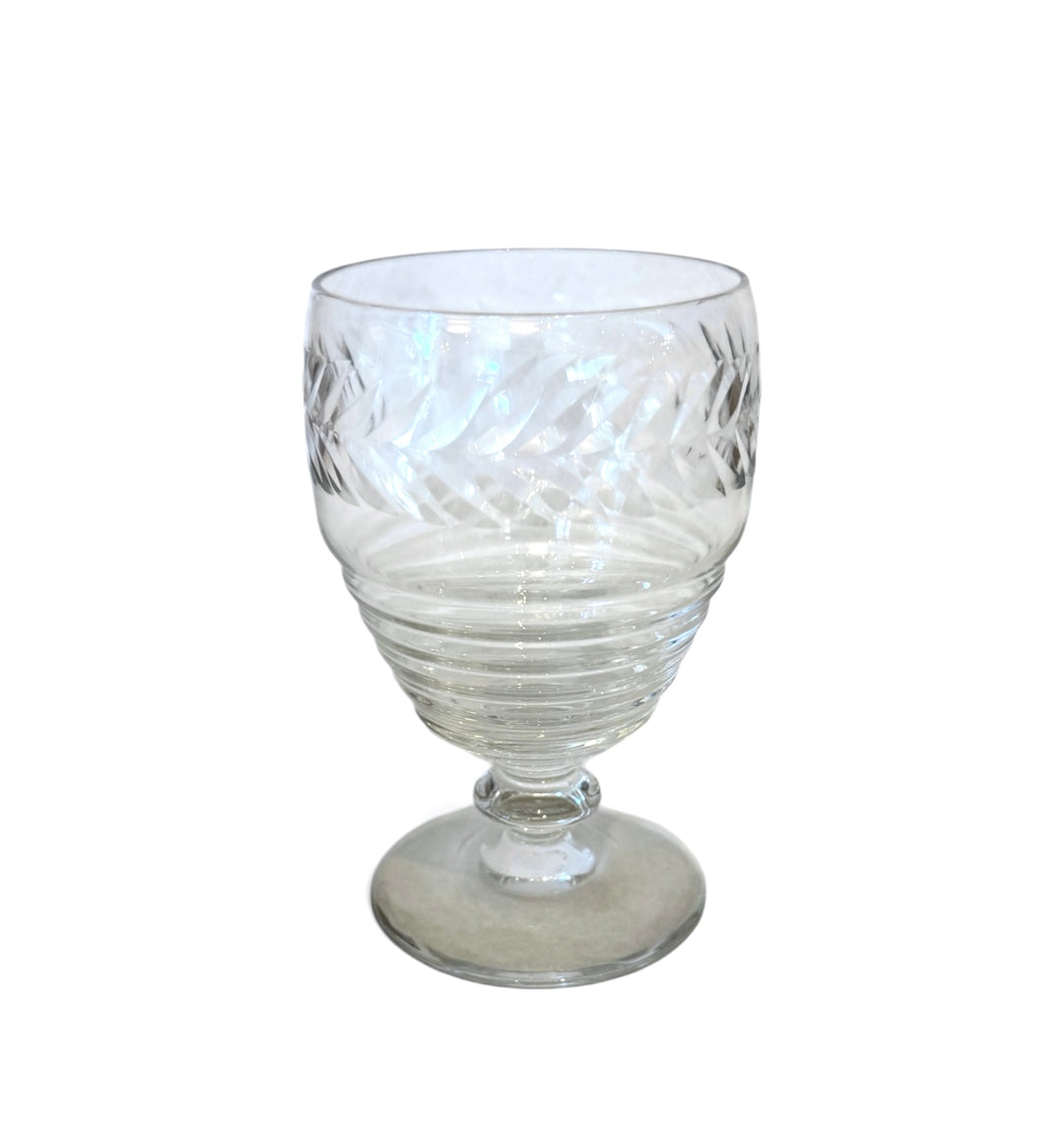 Vintage Etched Glass Footed Drinking Glasses | Set of 12