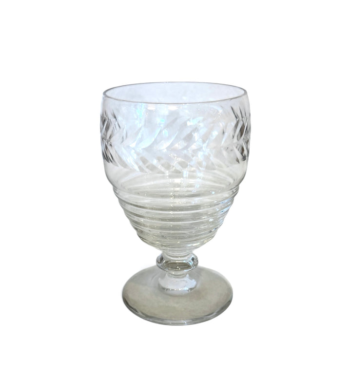 Vintage Etched Glass Footed Drinking Glasses | Set of 12