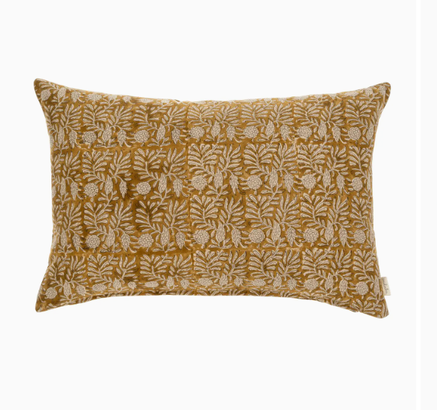 16" x 24" Tulsi Block Print Pillow | Ochre