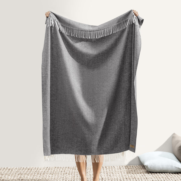 Lands Downunder - Italian Herringbone Throw Charcoal