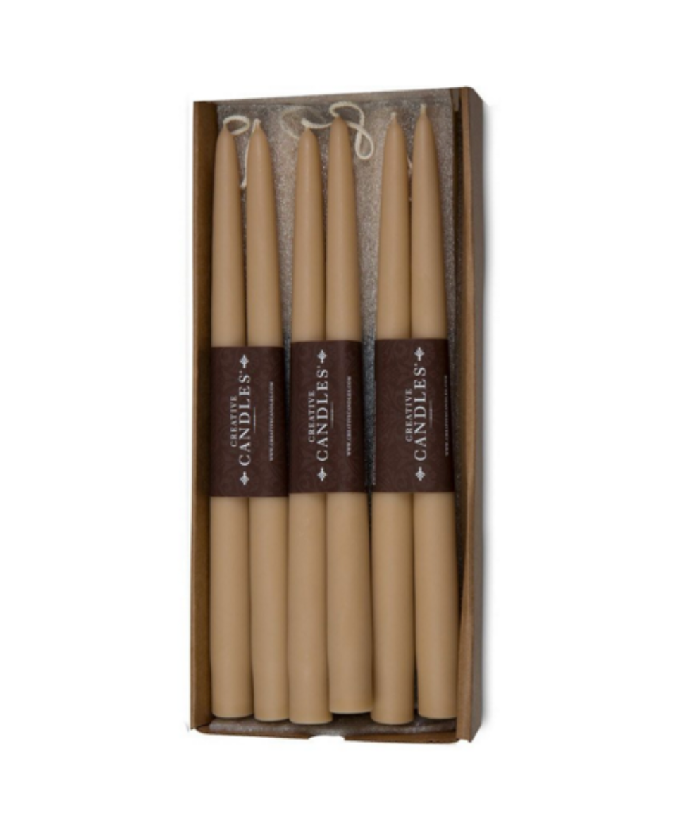 Dripless Taper Candles in Cafe Au Lait | 9" (Pair)