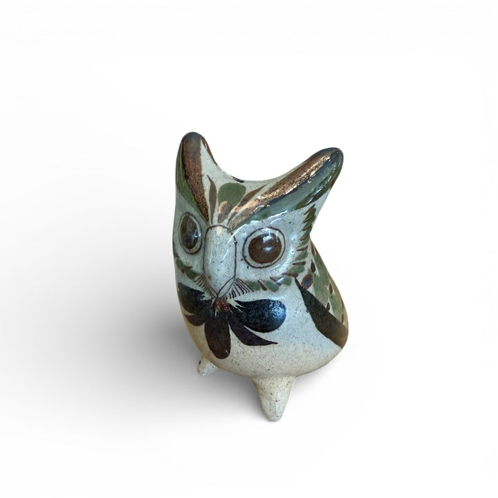 Vintage Ceramic Owl, Hand-Painted + Signed by Artist, Mexico