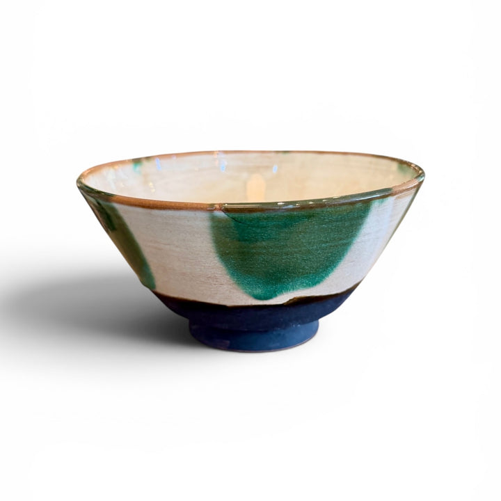 Handmade Pottery Green + White Bowl, Egypt