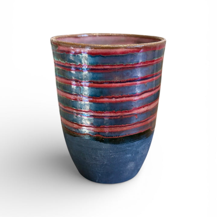 Handmade Pottery Metallic Rose Swirl Tumbler, Egypt | D