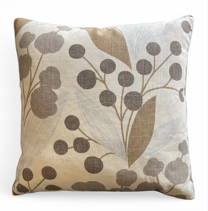 Custom 21” x 21” Pillow made from a Stylized Floral Printed on a Cotton/Linen Fabric | B