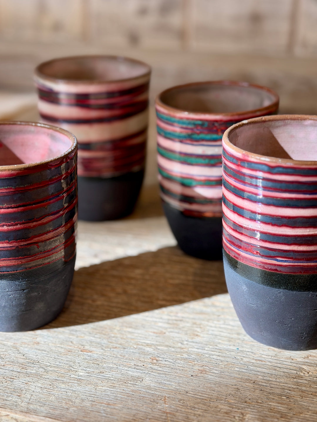 Handmade Pottery Metallic Rose Swirl Tumbler, Egypt | C