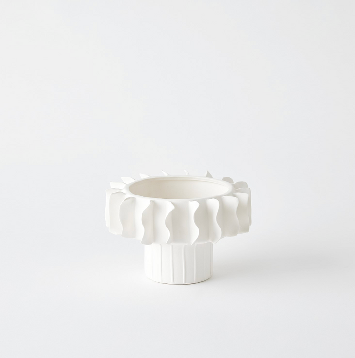 Matte White Ceramic Frilled Bowl