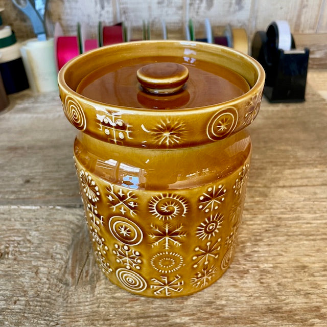 Vintage Portmeirion Amber Glazed Lidded Biscuit Jar, England